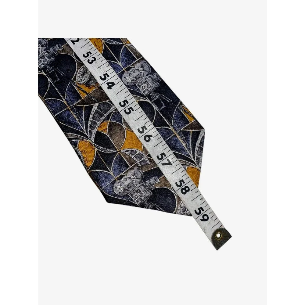 Ermenegildo Zegna Silk Tie Geometric Antique Movie Camera Film 3 3/4” x 59”